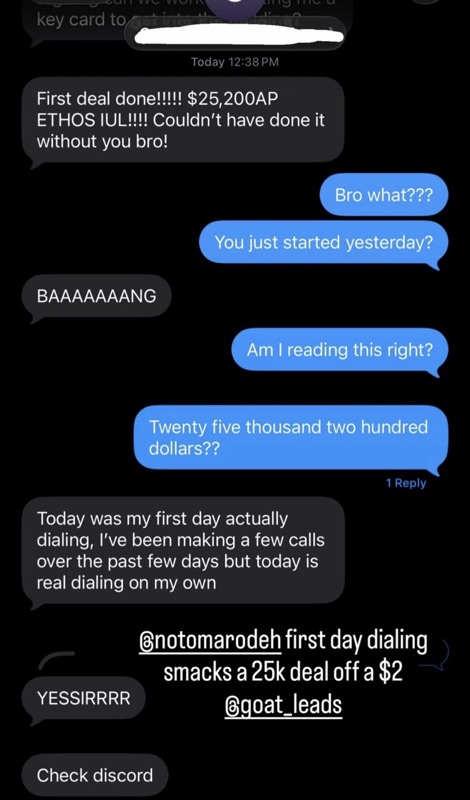 Real G.O.A.T. Leads agent win — leaderboard post, SMS, or policy issued