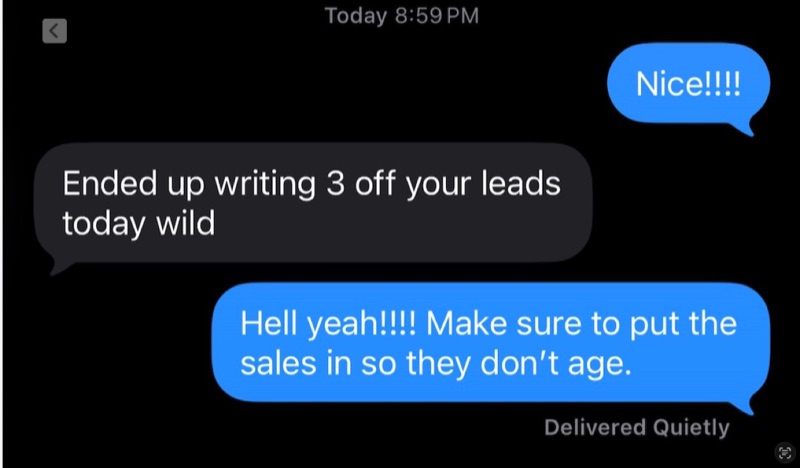 Real G.O.A.T. Leads agent win — leaderboard post, SMS, or policy issued