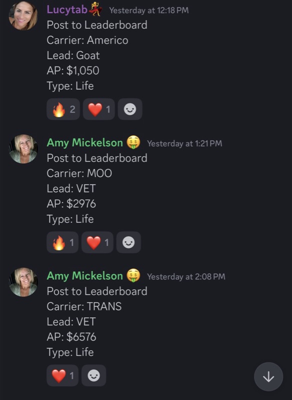 Real G.O.A.T. Leads agent win — leaderboard post, SMS, or policy issued