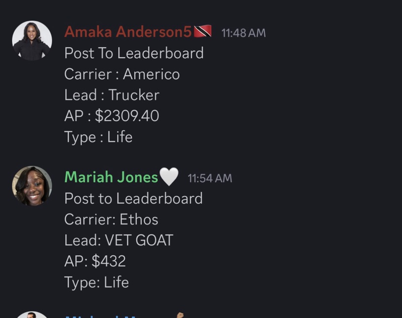 Real G.O.A.T. Leads agent win — leaderboard post, SMS, or policy issued