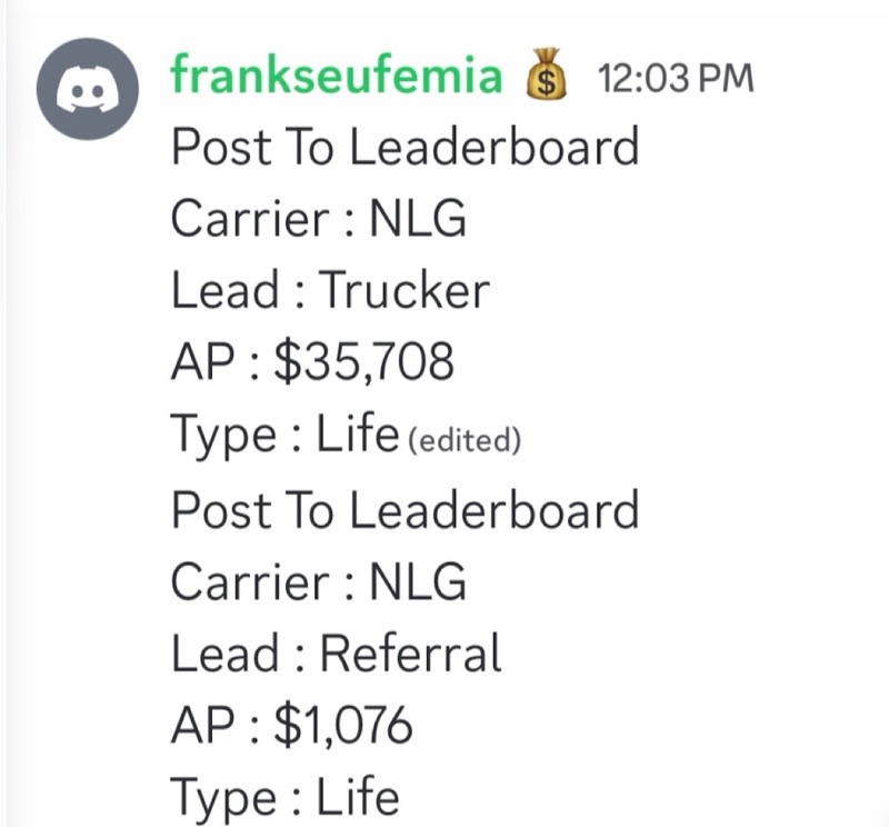 Real G.O.A.T. Leads agent win — leaderboard post, SMS, or policy issued