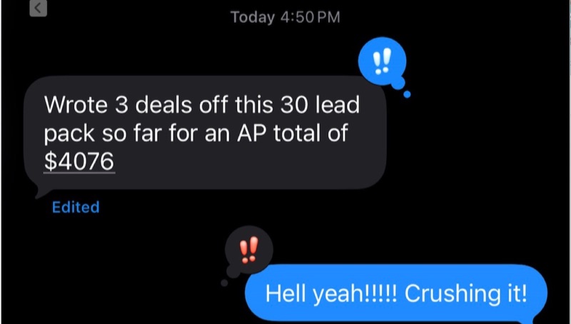 Real G.O.A.T. Leads agent win — leaderboard post, SMS, or policy issued