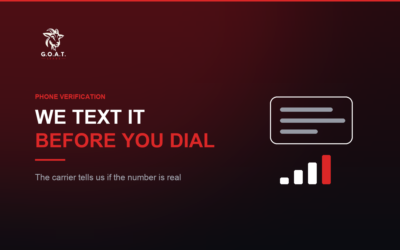 We text it before you dial - the carrier tells us if the number is real