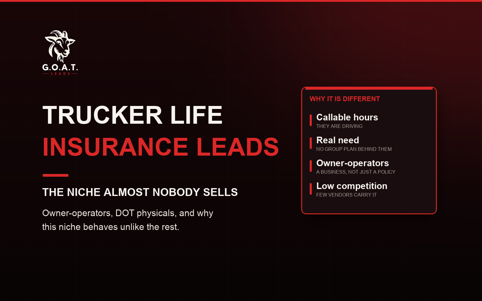 Trucker life insurance leads - the niche almost nobody sells