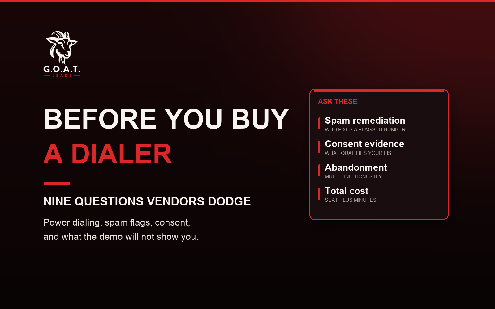Before you buy a dialer - nine questions vendors dodge
